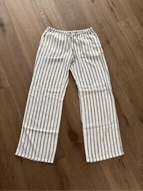 Divided Cream and Navy Vertical-Stripe pants